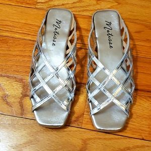 Matisse Flat Silver Slide 8M Cross Cut Open Weave